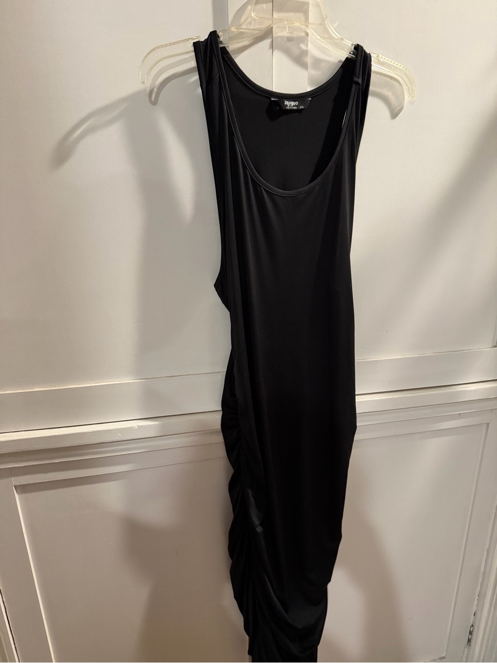 zeagoo Black Midi Tank Dress with Side Ruching
